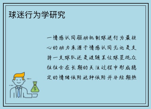球迷行为学研究